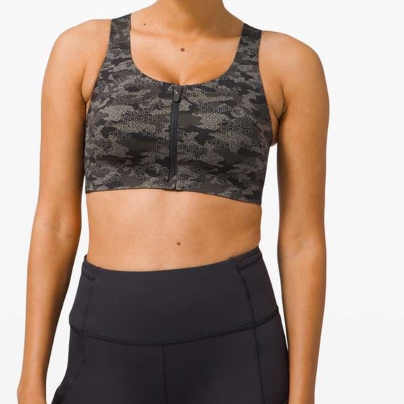 COPY - New Lululemon Enlite Bra Zip Front- size 34B- Collage Camo Mini Black Mu… - Picture 9 of 10